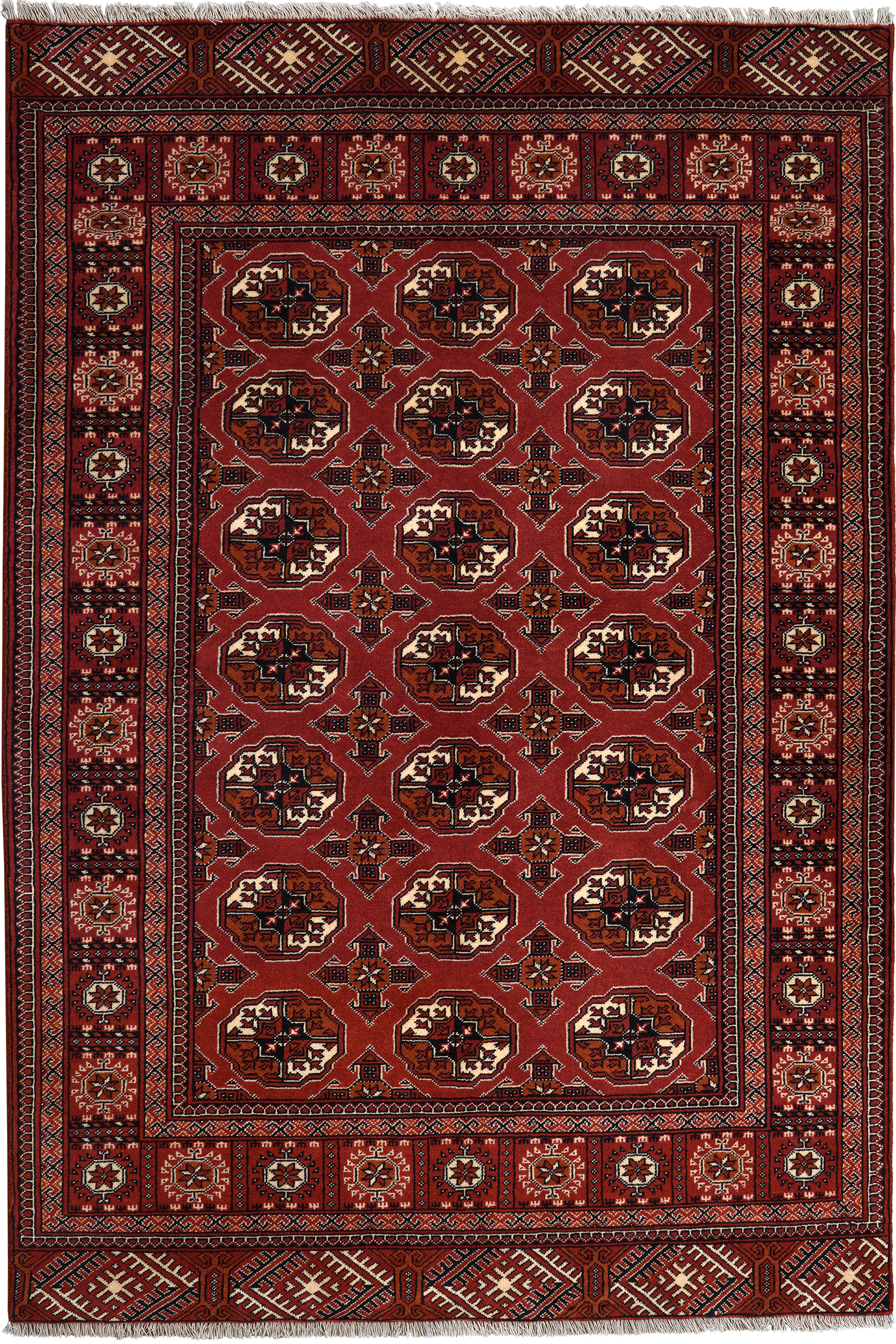 Turkman — Handgefertigt, 201x134 cm, Rot, 100% Virgin Wool | Main view