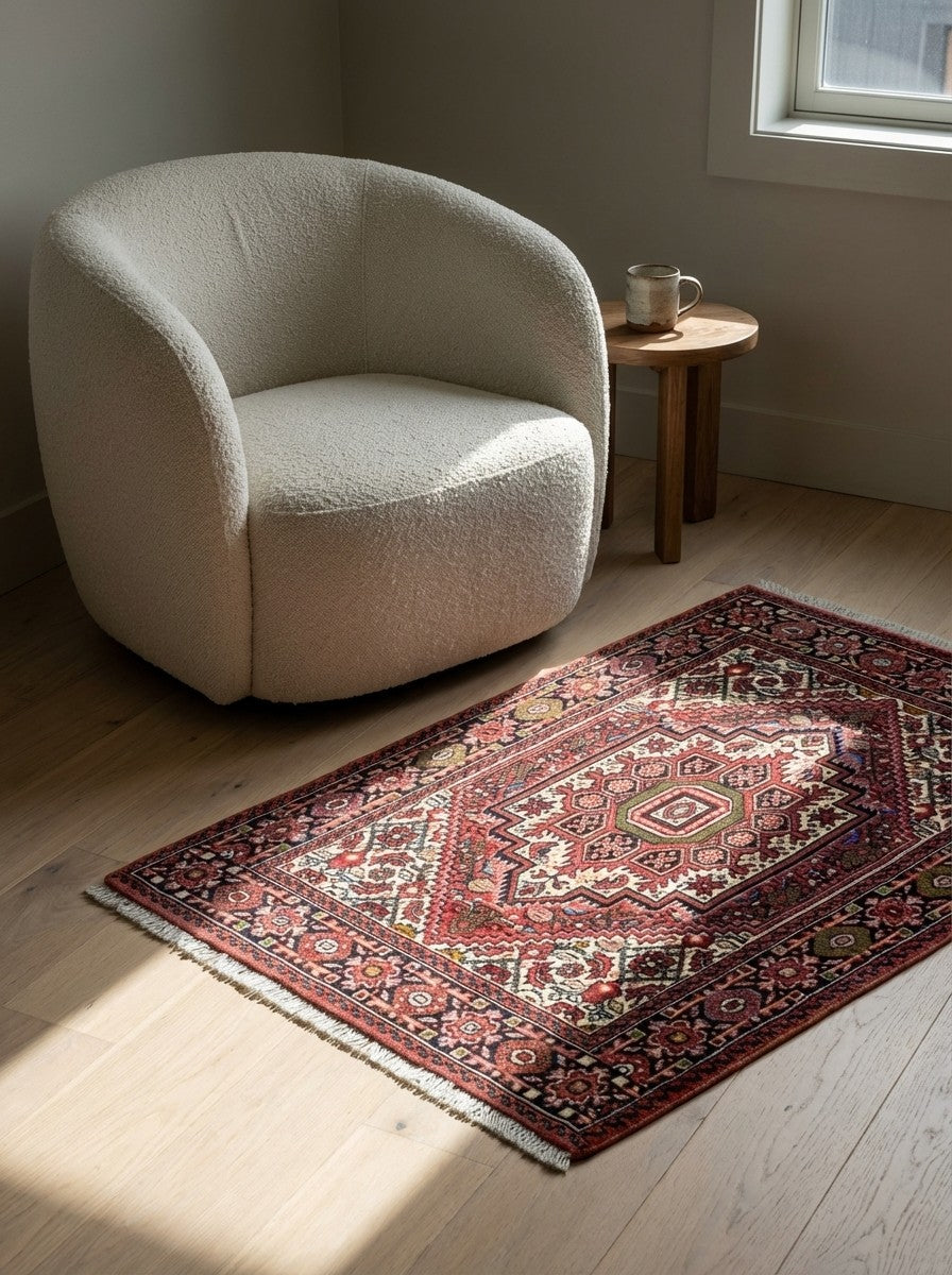 Goltuk — Hand-knotted, 64x102 cm, Red, 100% Virgin Wool | Detail view