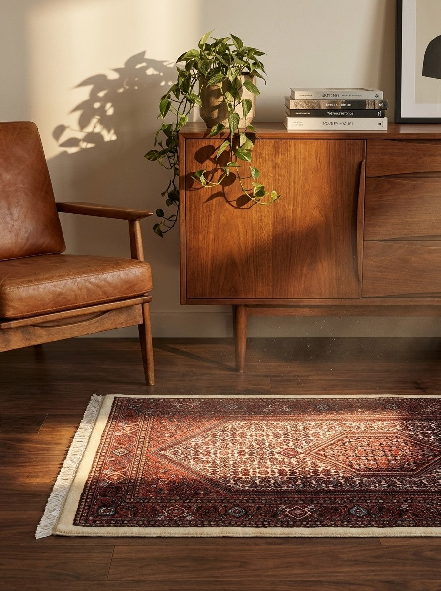 Bidjar Bookan — Hand-knotted, 72x146 cm, Brown, 95% Schurwolle, 5% Seide | Back view