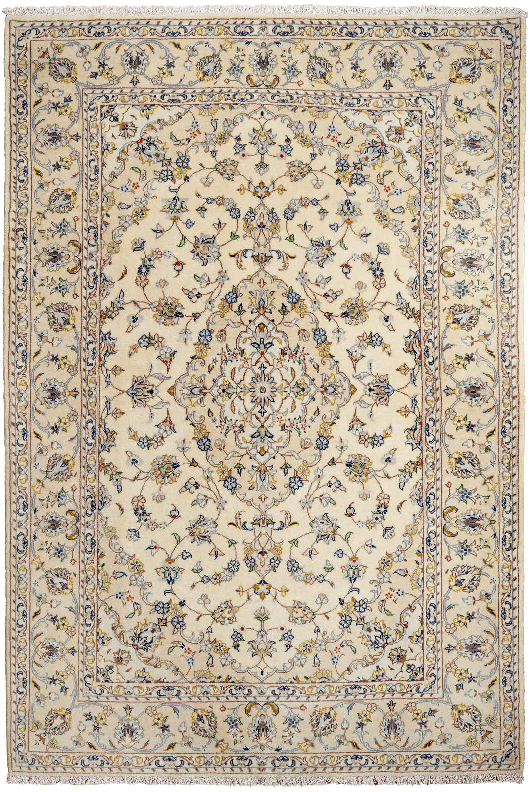 Kashan — Hand-knotted, 141x210 cm, Beige, 100% Virgin Wool | Main view