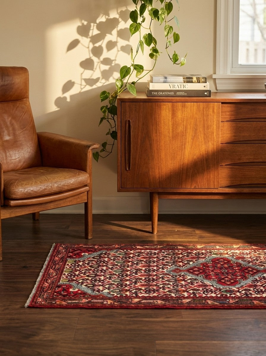 Assadabad — Hand-knotted, 81x190 cm, Beige, 100% Virgin Wool | Back view