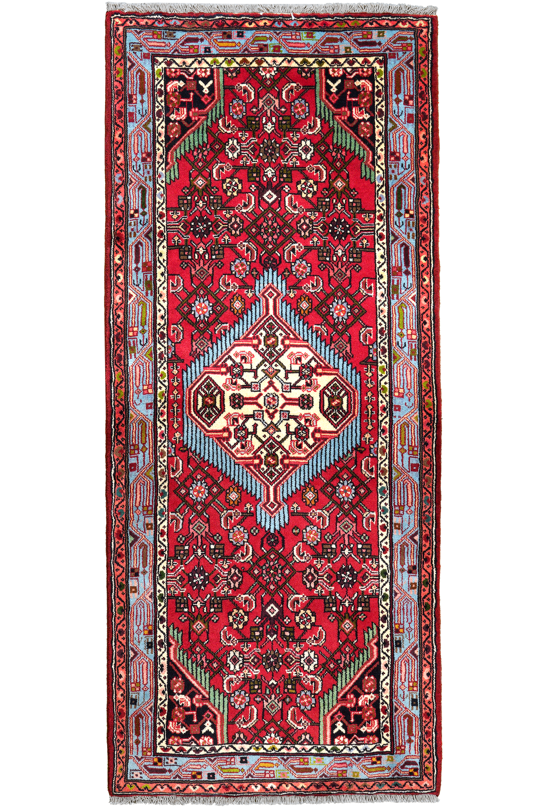 Assadabad — Hand-knotted, 83x195 cm, Red, 100% Virgin Wool | Main view