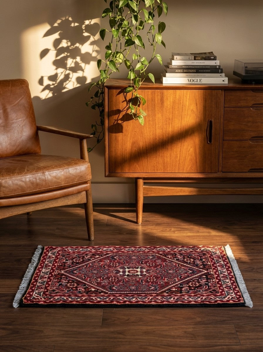 Bidjar Zandjan — Hand-knotted, 45x65 cm, Blue, 100% Virgin Wool | Back view