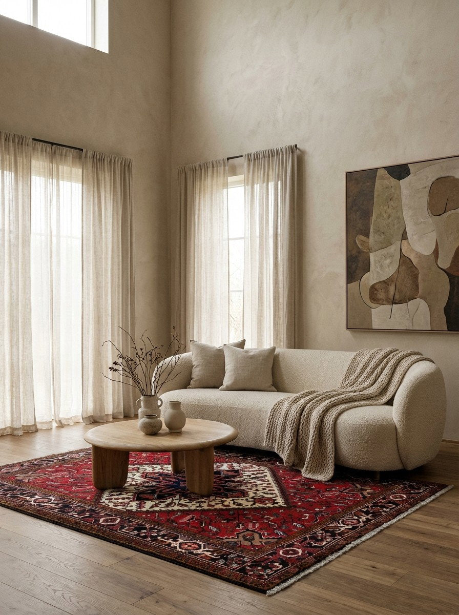 Mehrewan — Handgefertigt, 198x155 cm, Schwarz, 100% Virgin Wool | Detail view