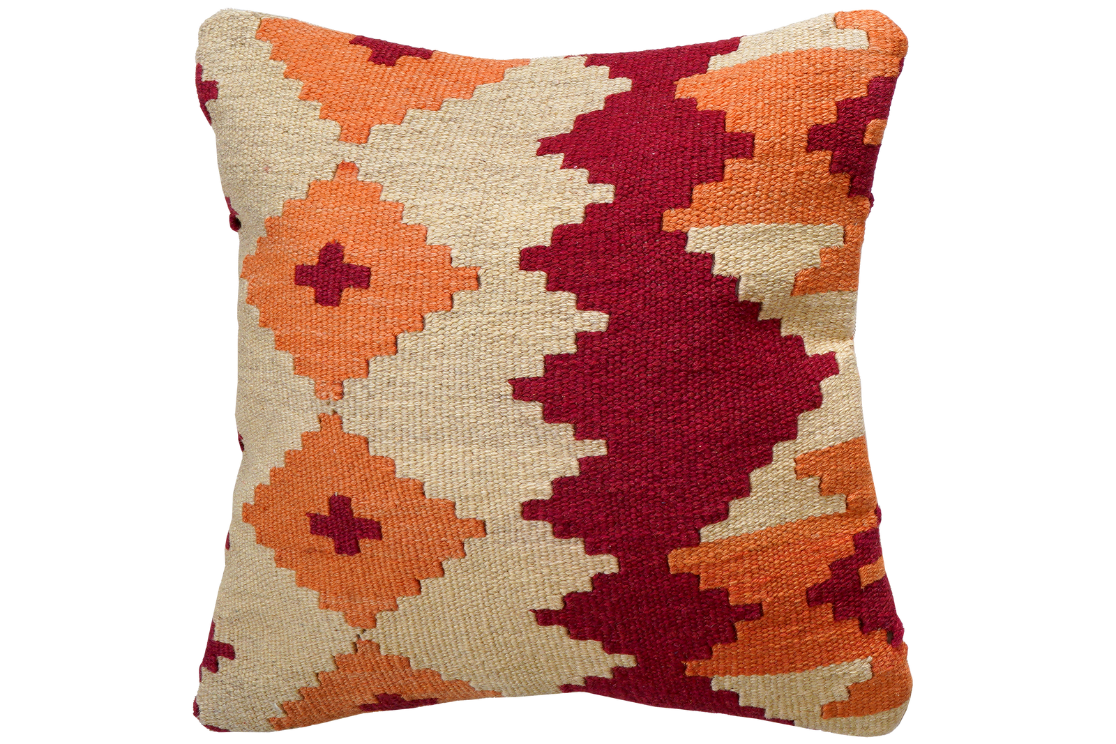 Kelim Kissen — Handgefertigt, 50x50 cm, Bunt, 100% Virgin Wool | Main view