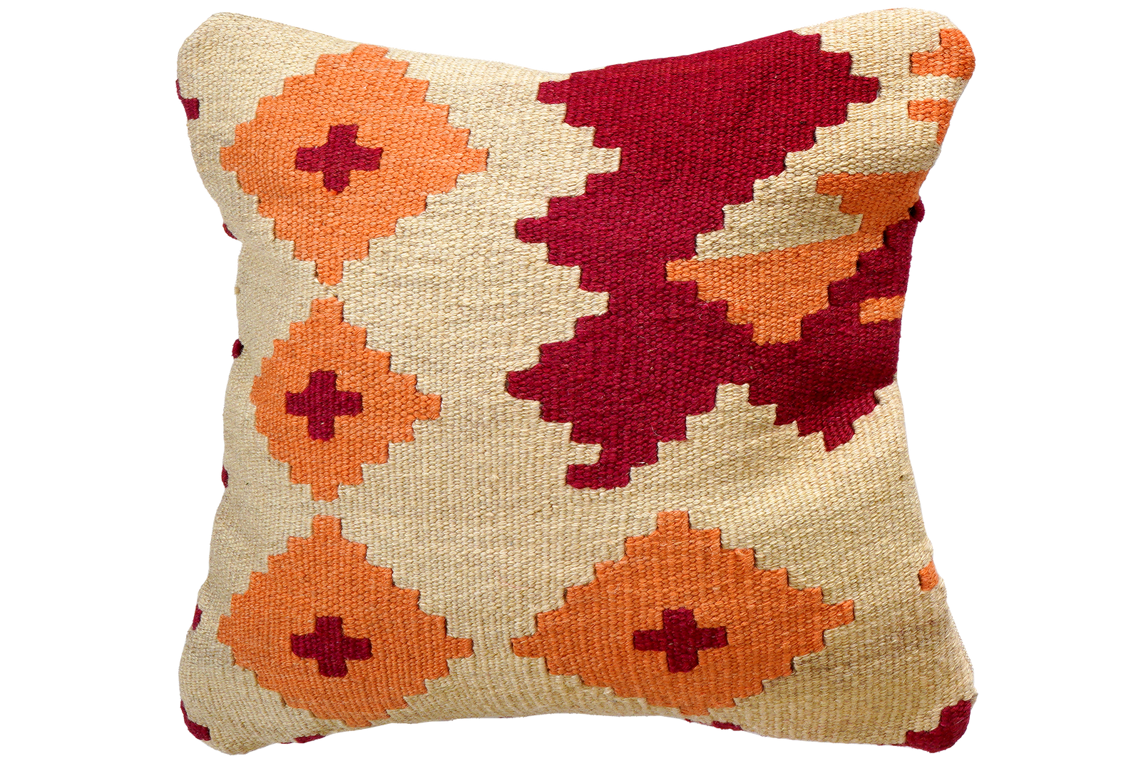Kelim Kissen — Handgefertigt, 50x50 cm, Bunt, 100% Virgin Wool | Main view