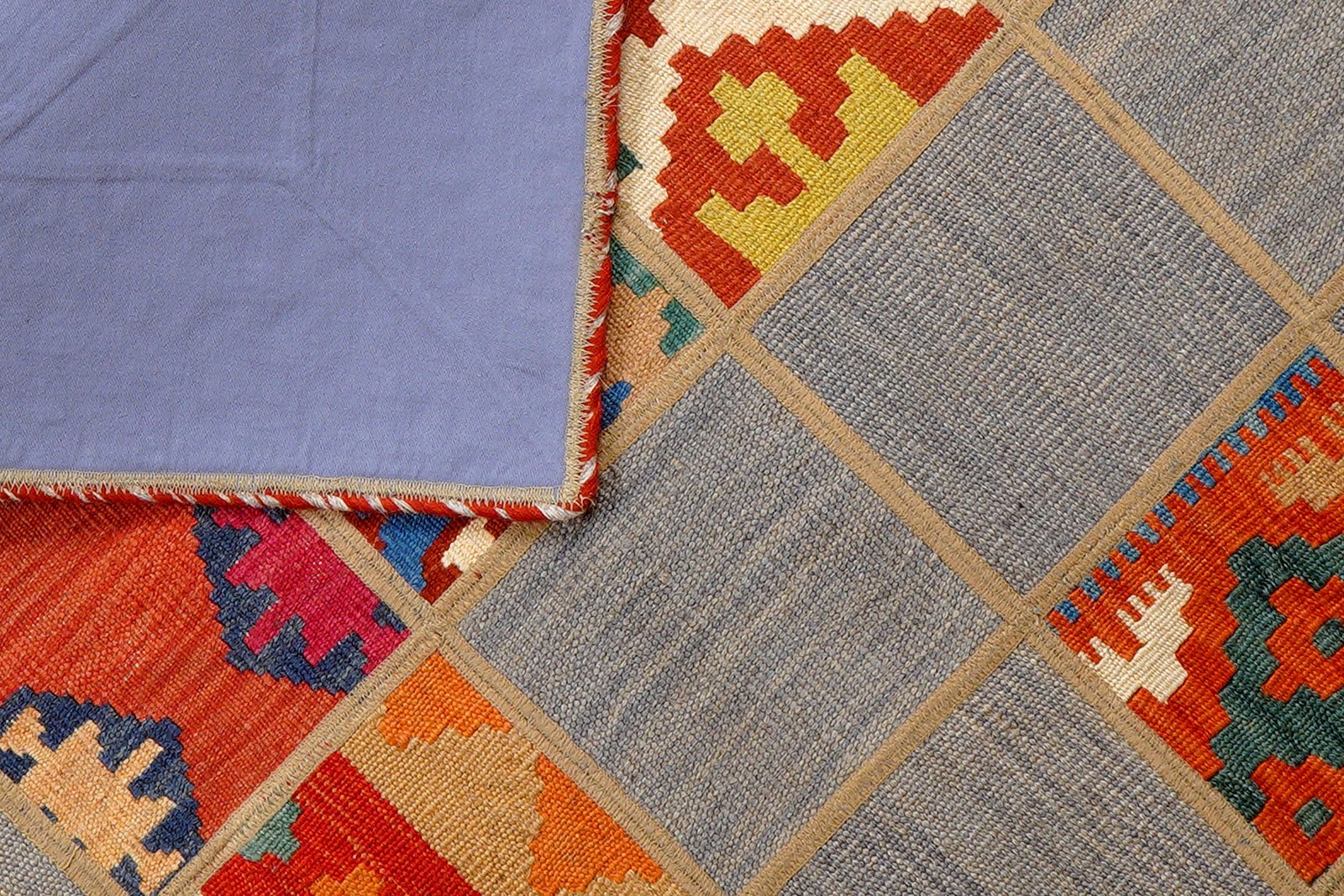 Kelim Tekkeh — Handmade, 150x200 cm, Grey, 100% Virgin Wool | View 6