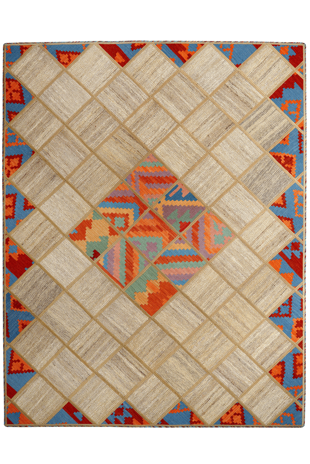 Kelim Tekkeh — Handmade, 150x200 cm, Beige, 100% Virgin Wool | Main view
