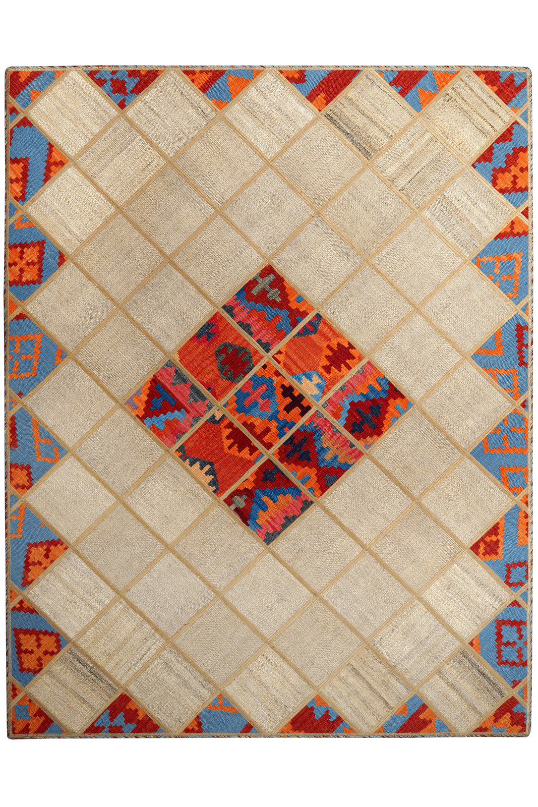 Kelim Tekkeh — Handmade, 150x200 cm, Beige, 100% Virgin Wool | Main view