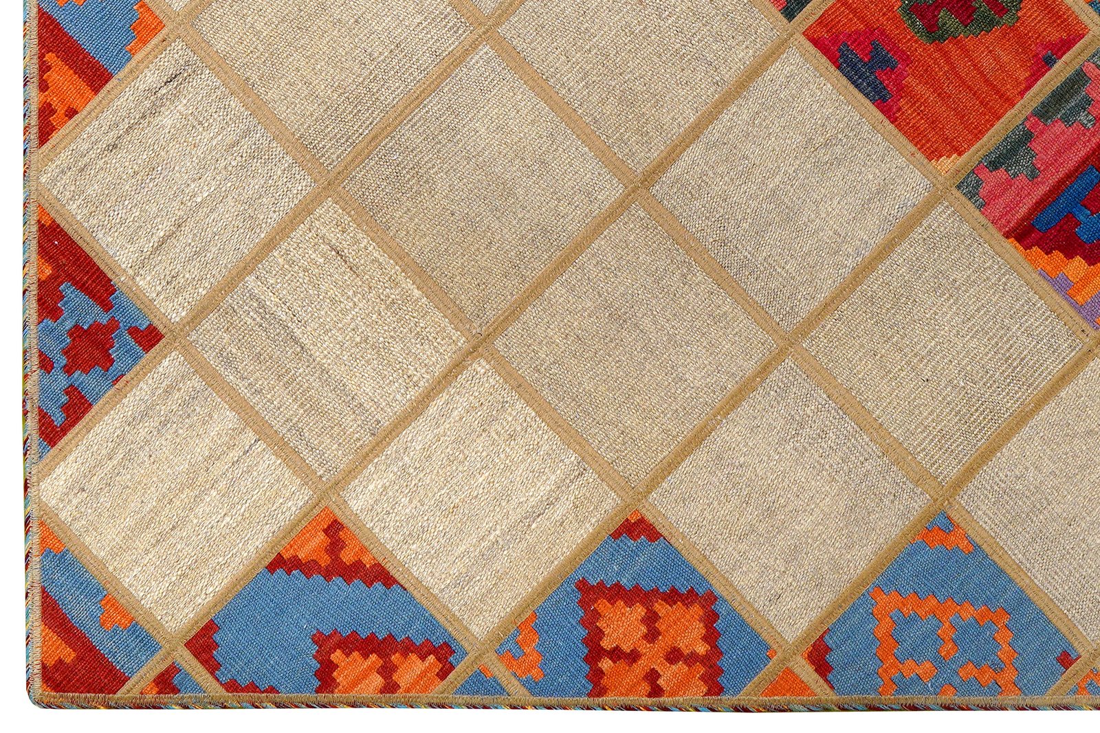 Kelim Tekkeh — Handmade, 150x200 cm, Beige, 100% Virgin Wool | View 3