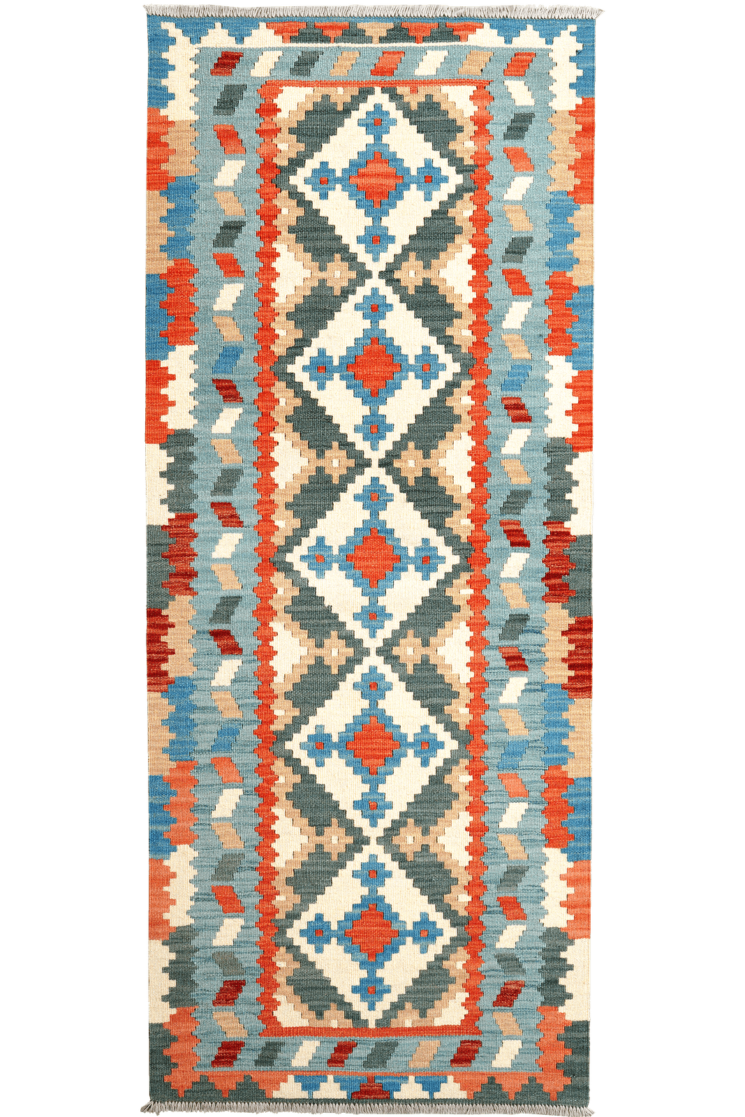 Kelim Gashgai — Handmade, 80x197 cm, Beige, 100% Virgin Wool | Main view