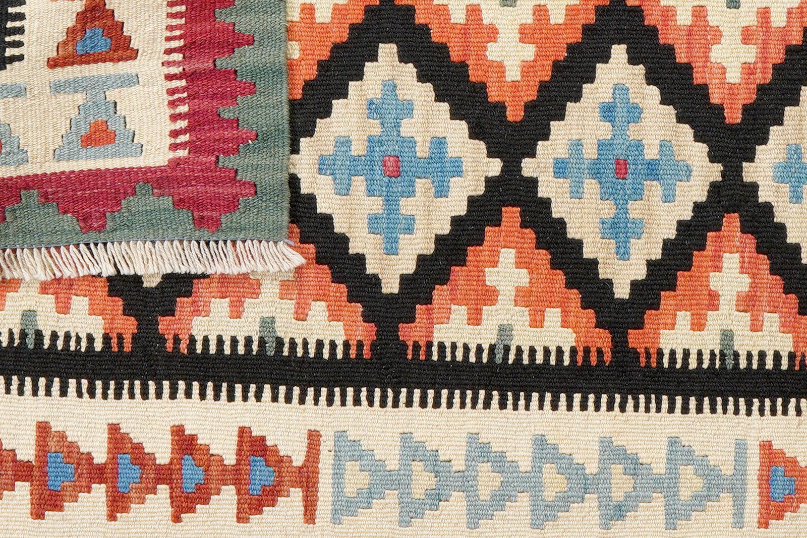 Kelim Gashgai — Handmade, 84x189 cm, Black, 100% Virgin Wool | View 6