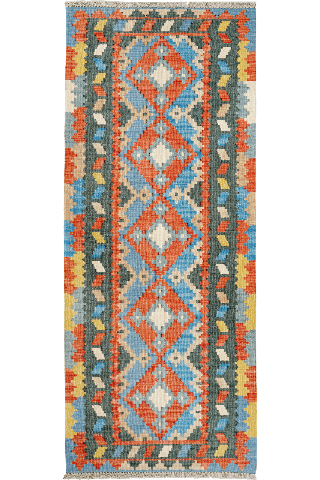 Kelim Gashgai — Handmade, 81x202 cm, Red, 100% Virgin Wool | Main view