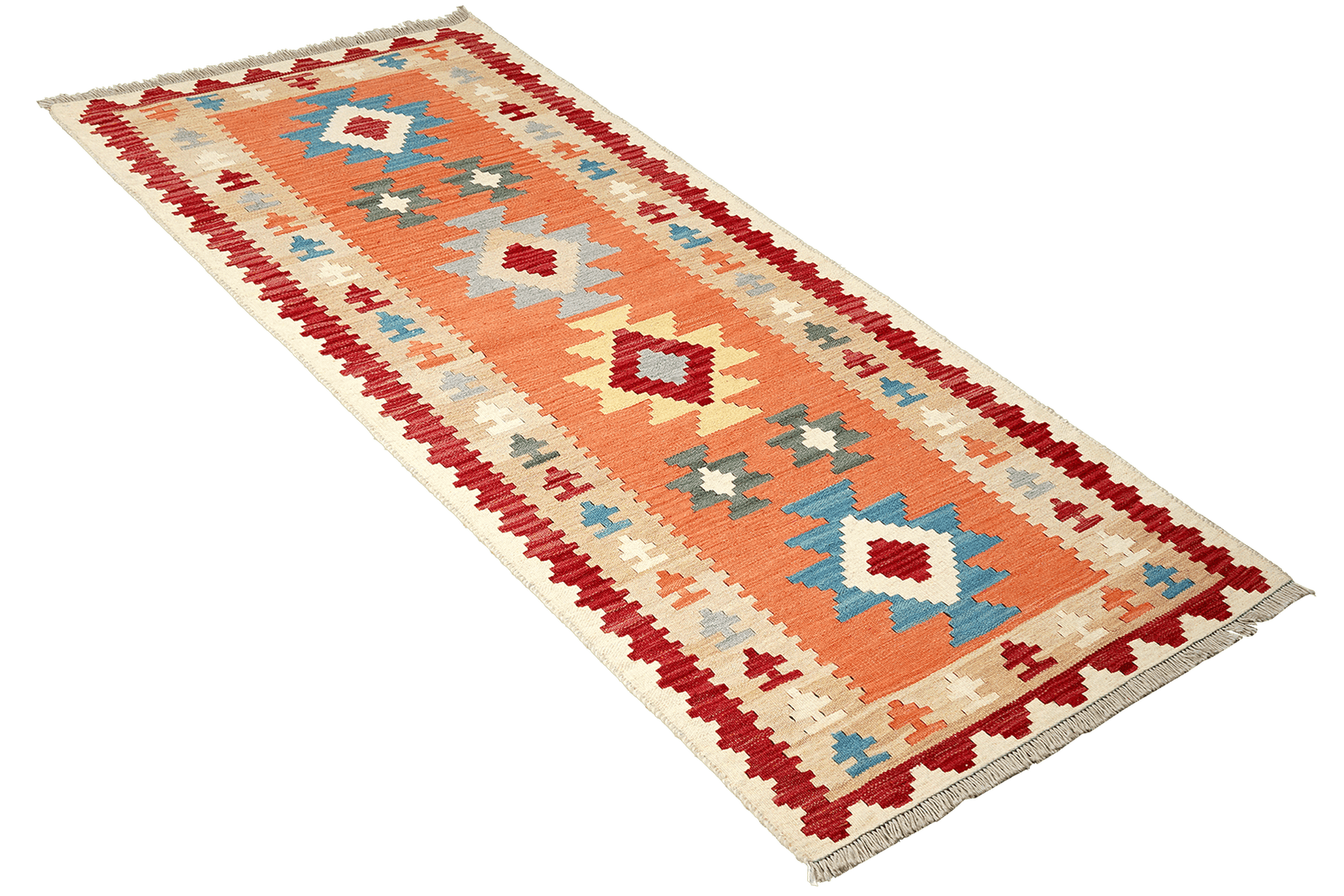 Kelim Gashgai — Handmade, 86x204 cm, Red, 100% Virgin Wool | View 4