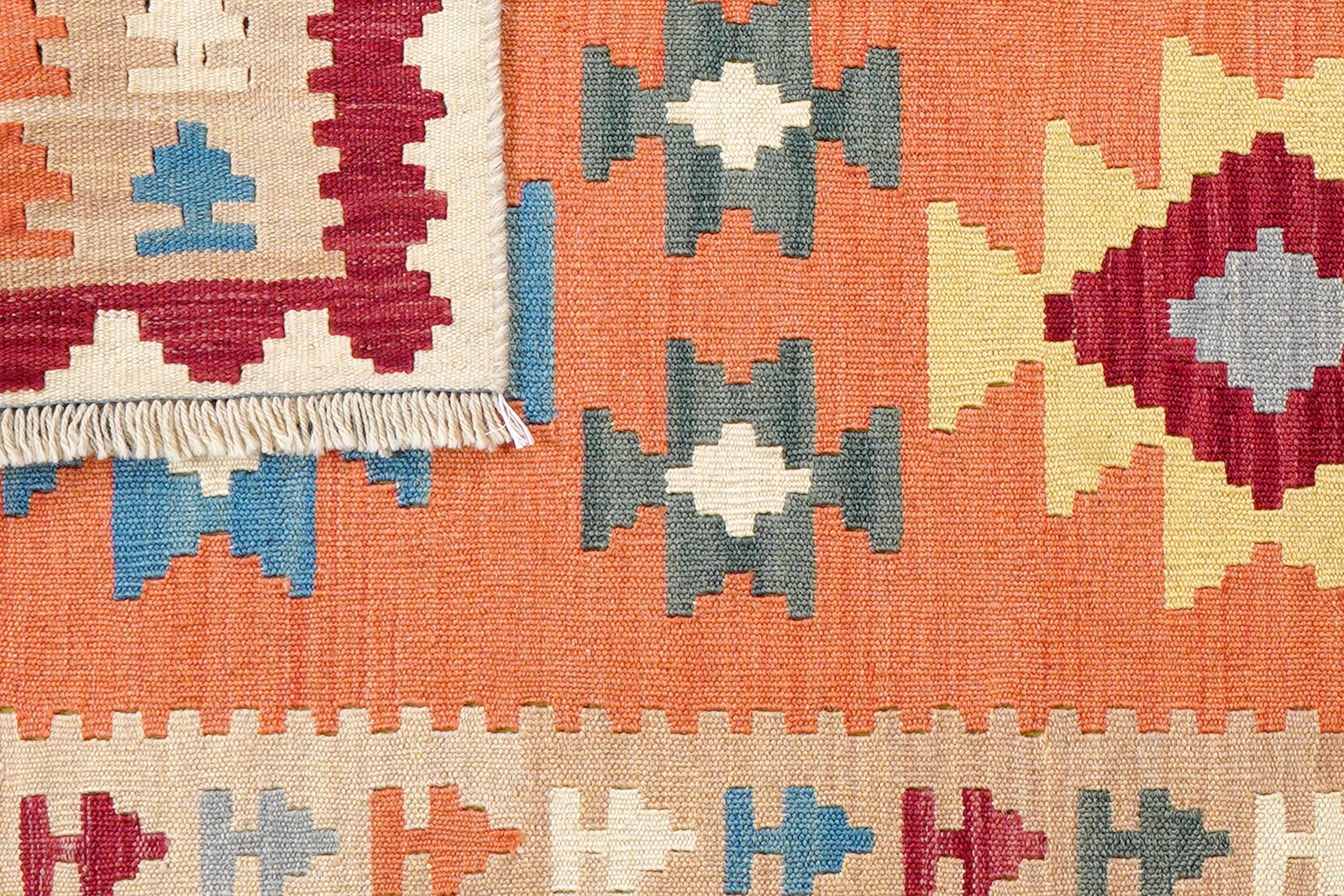 Kelim Gashgai — Handmade, 86x204 cm, Red, 100% Virgin Wool | View 6