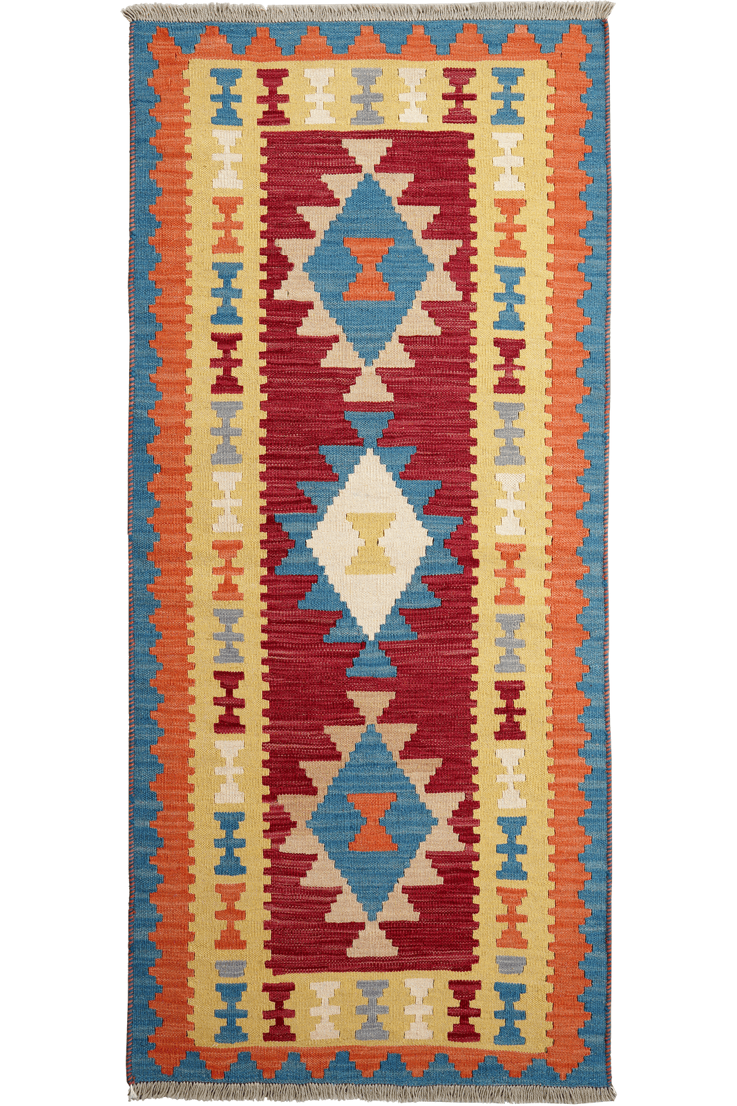 Kelim Gashgai — Handmade, 87x192 cm, Red, 100% Virgin Wool | Main view