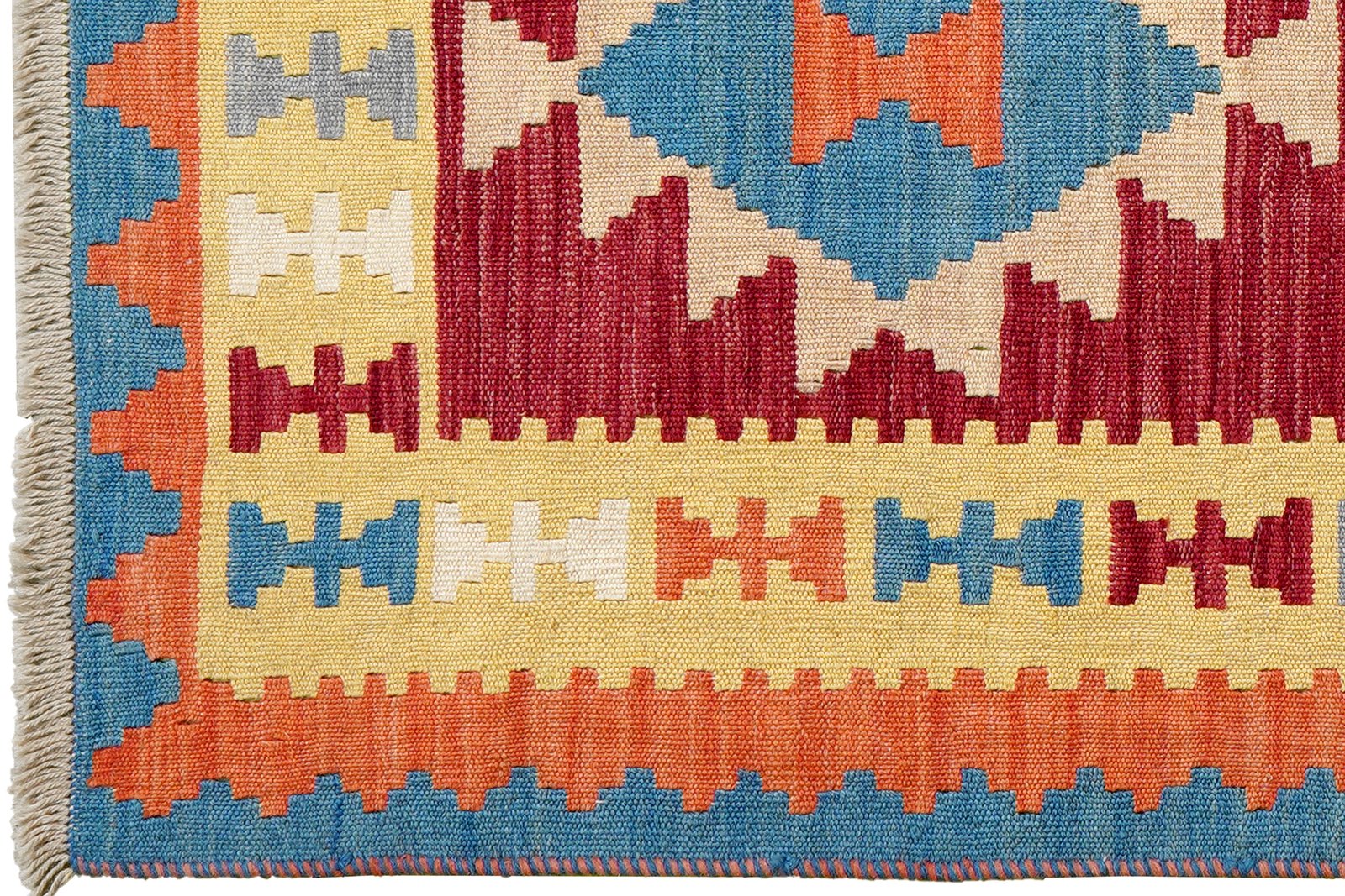 Kelim Gashgai — Handmade, 87x192 cm, Red, 100% Virgin Wool | View 3