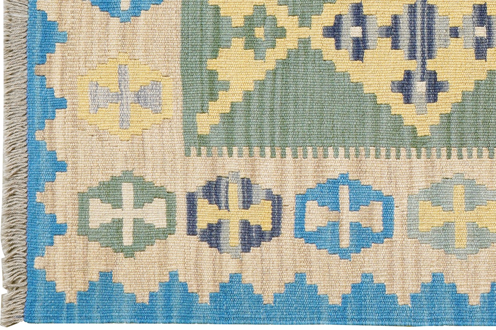 Kelim Gashgai — Handmade, 84x201 cm, Green, 100% Virgin Wool | View 3