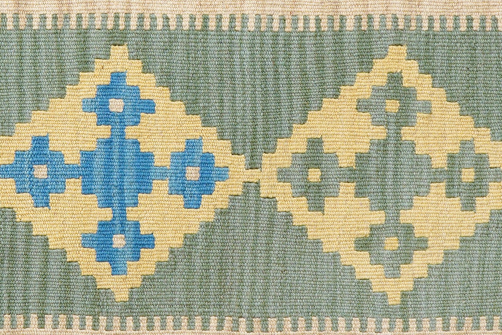 Kelim Gashgai — Handmade, 84x201 cm, Green, 100% Virgin Wool | View 5