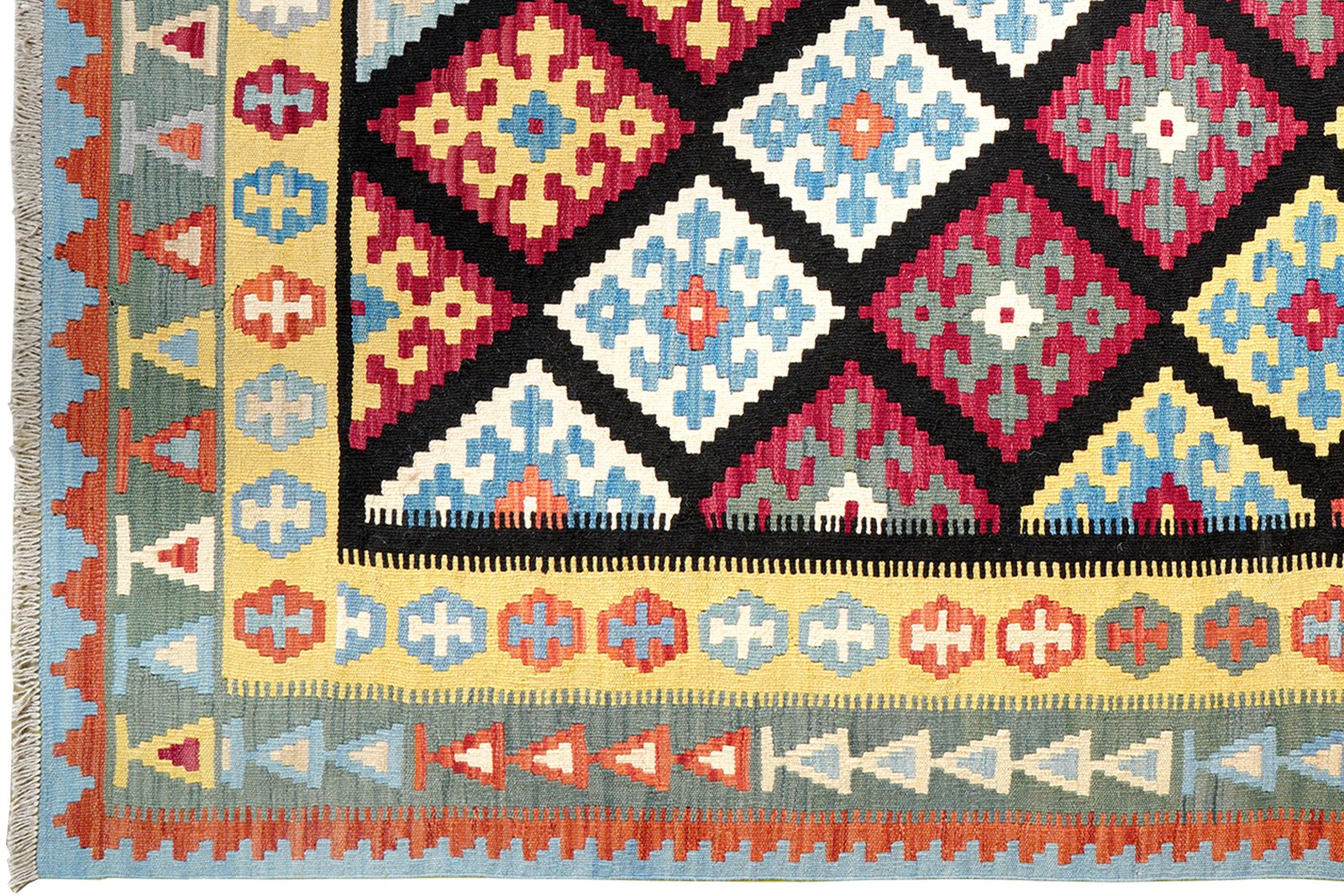 Kelim Gashgai — Handmade, 214x293 cm, Black, 100% Virgin Wool | View 3