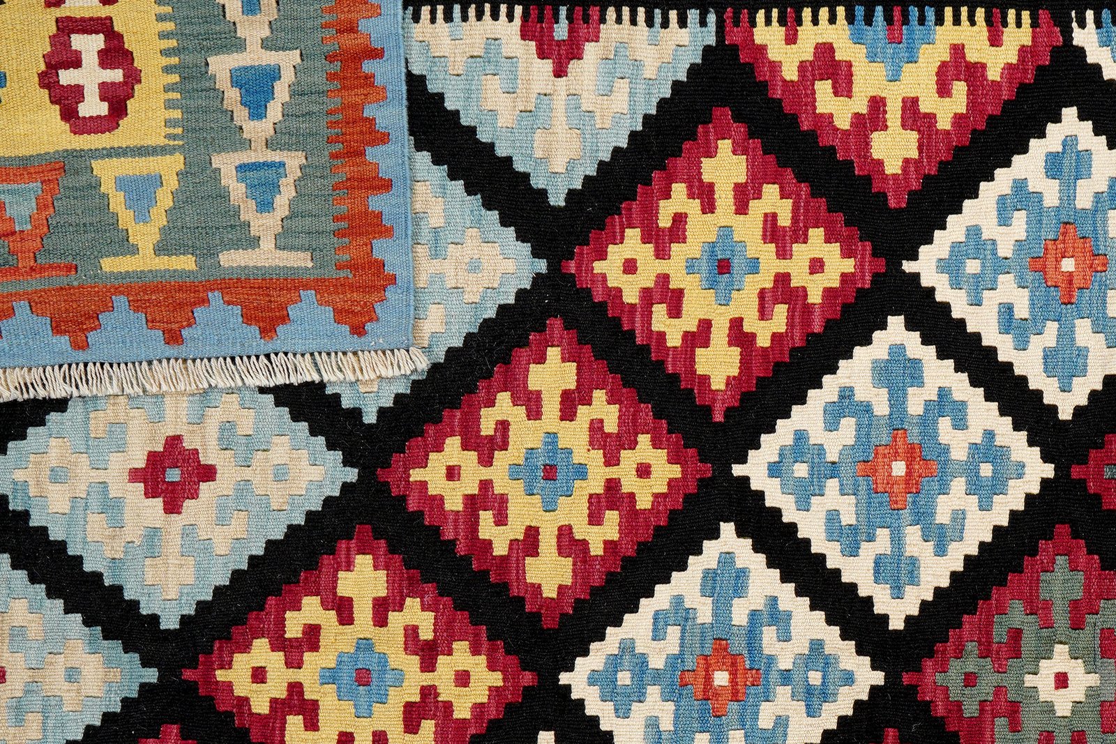 Kelim Gashgai — Handmade, 214x293 cm, Black, 100% Virgin Wool | View 6