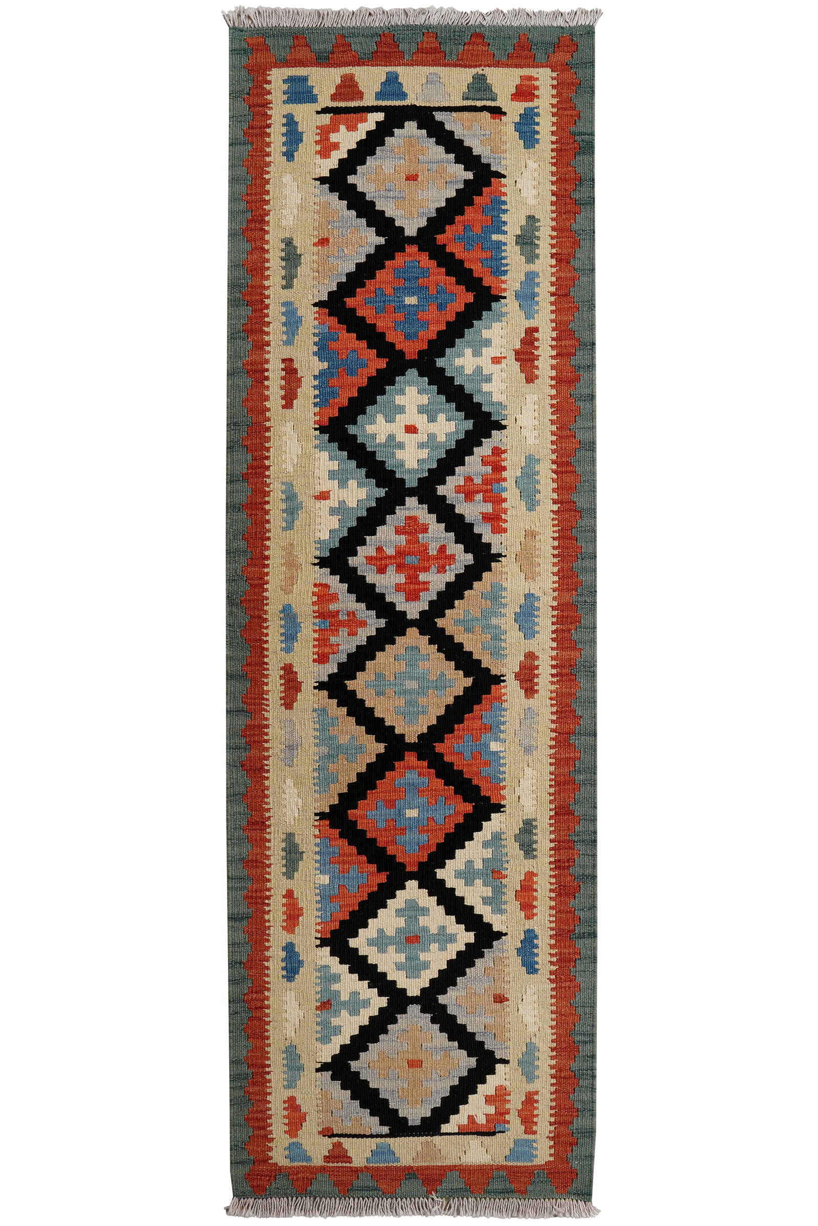 Kelim Gashgai — Handgefertigt, 185x56 cm, Rot, 100% Virgin Wool | Main view