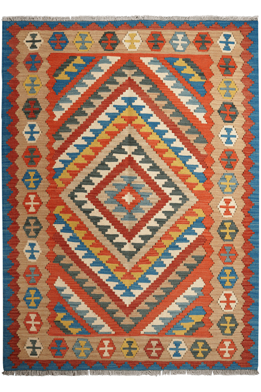 Kelim Gashgai — Handmade, 148x206 cm, Multicolor, 100% Virgin Wool | Main view