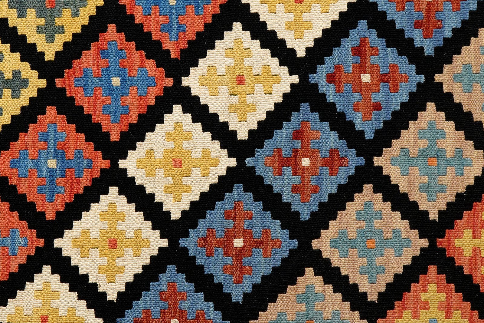 Kelim Gashgai — Handmade, 106x147 cm, Black, 100% Virgin Wool | View 5