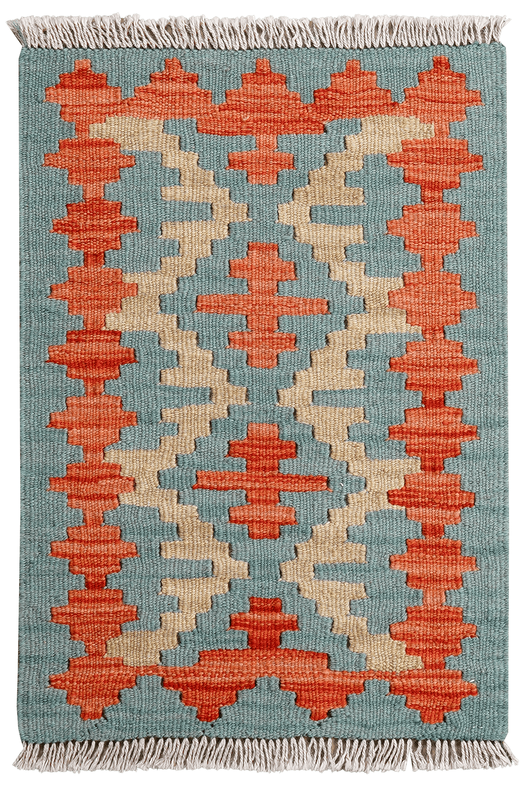 Kelim Gashgai — Handmade, 44x63 cm, Blue, 100% Virgin Wool | Main view