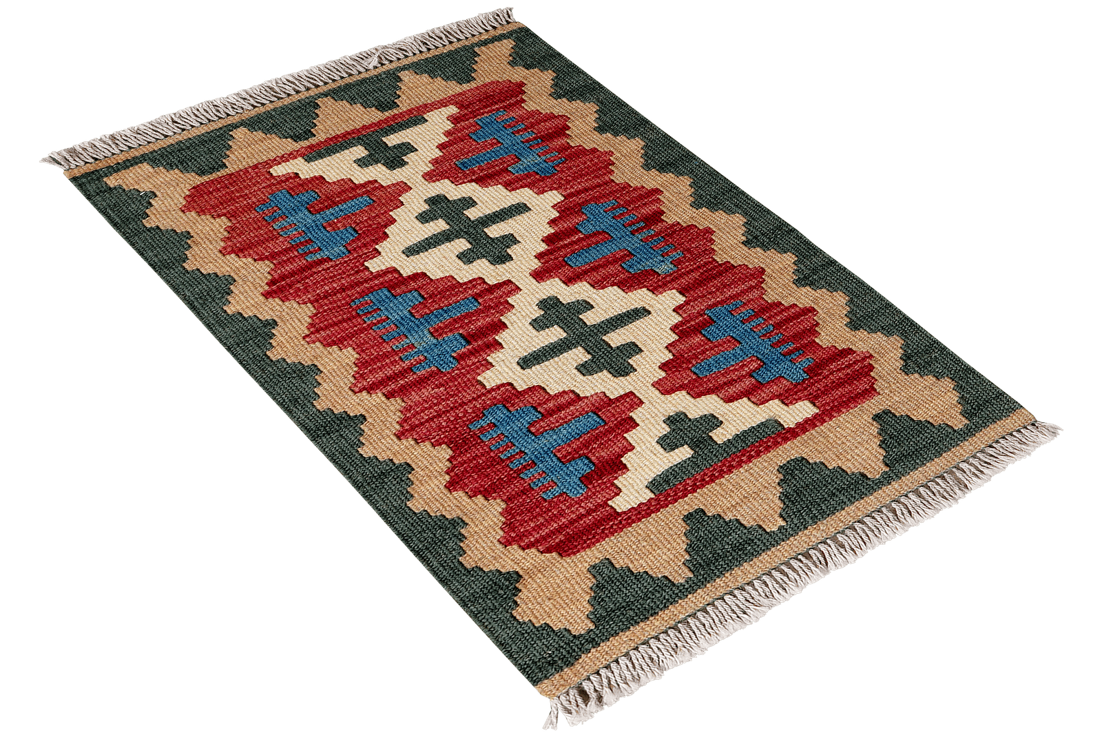 Kelim Gashgai — Handmade, 40x62 cm, Red, 100% Virgin Wool | View 4