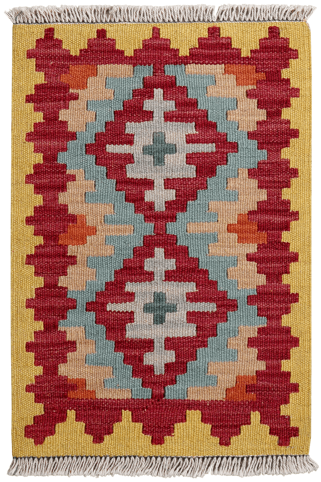 Kelim Gashgai — Handmade, 42x62 cm, Blue, 100% Virgin Wool | Main view