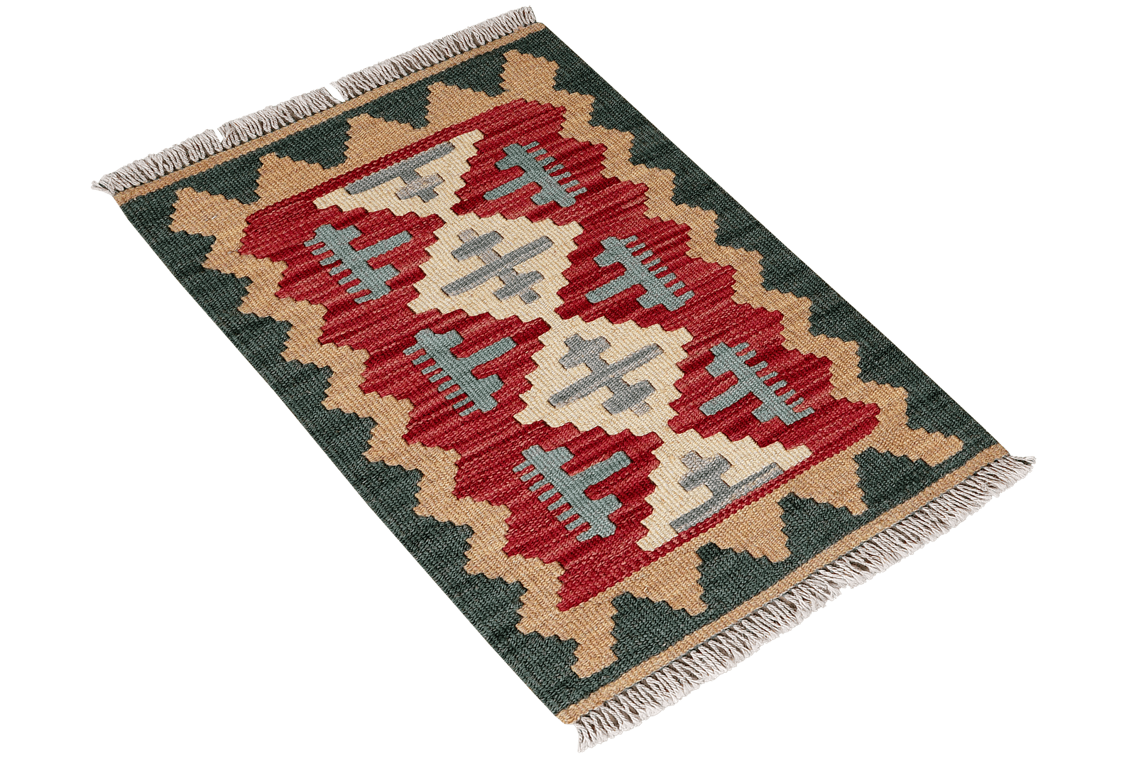Kelim Gashgai — Handmade, 40x60 cm, Red, 100% Virgin Wool | View 4