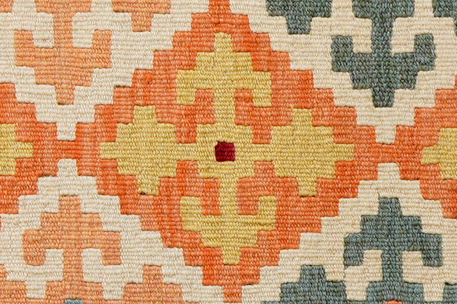 Kelim Gashgai — Handmade, 42x65 cm, Orange, 100% Virgin Wool | View 5