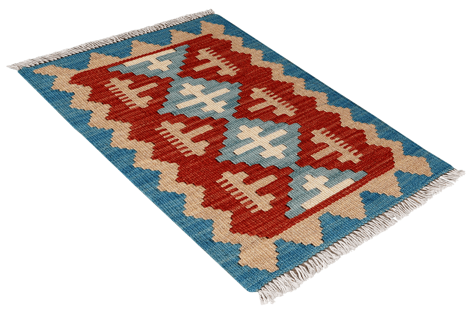 Kelim Gashgai — Handmade, 40x60 cm, Red, 100% Virgin Wool | View 4