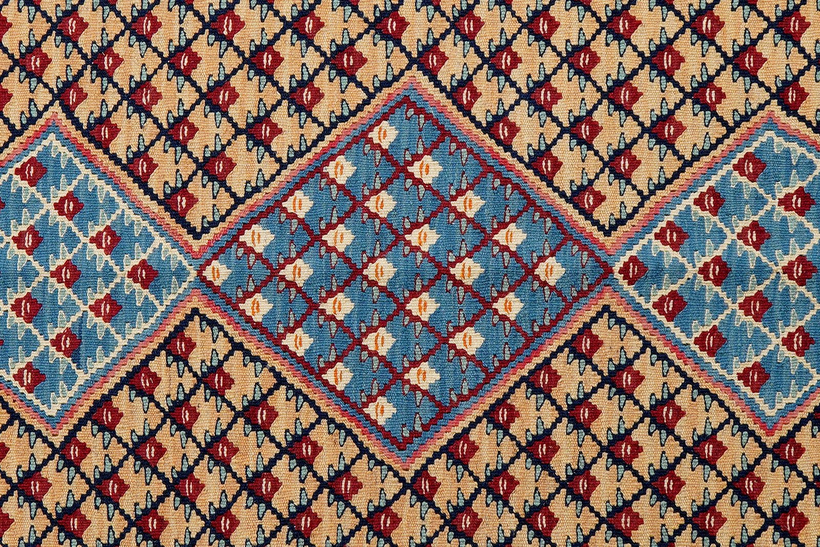 Kelim Senneh — Handmade, 104x151 cm, Beige, 100% Virgin Wool | View 5