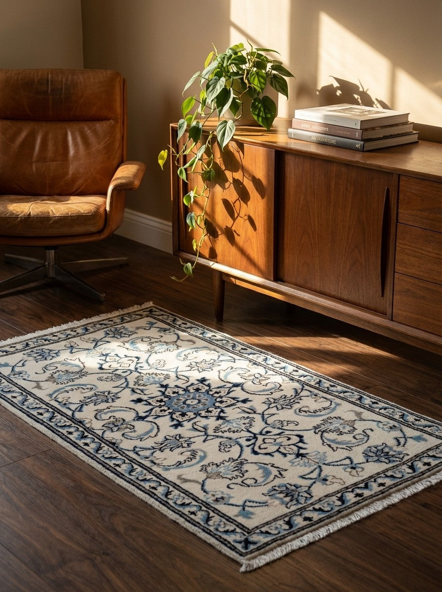Nain 12La — Hand-knotted, 70x136 cm, Beige, 100% Virgin Wool | Back view