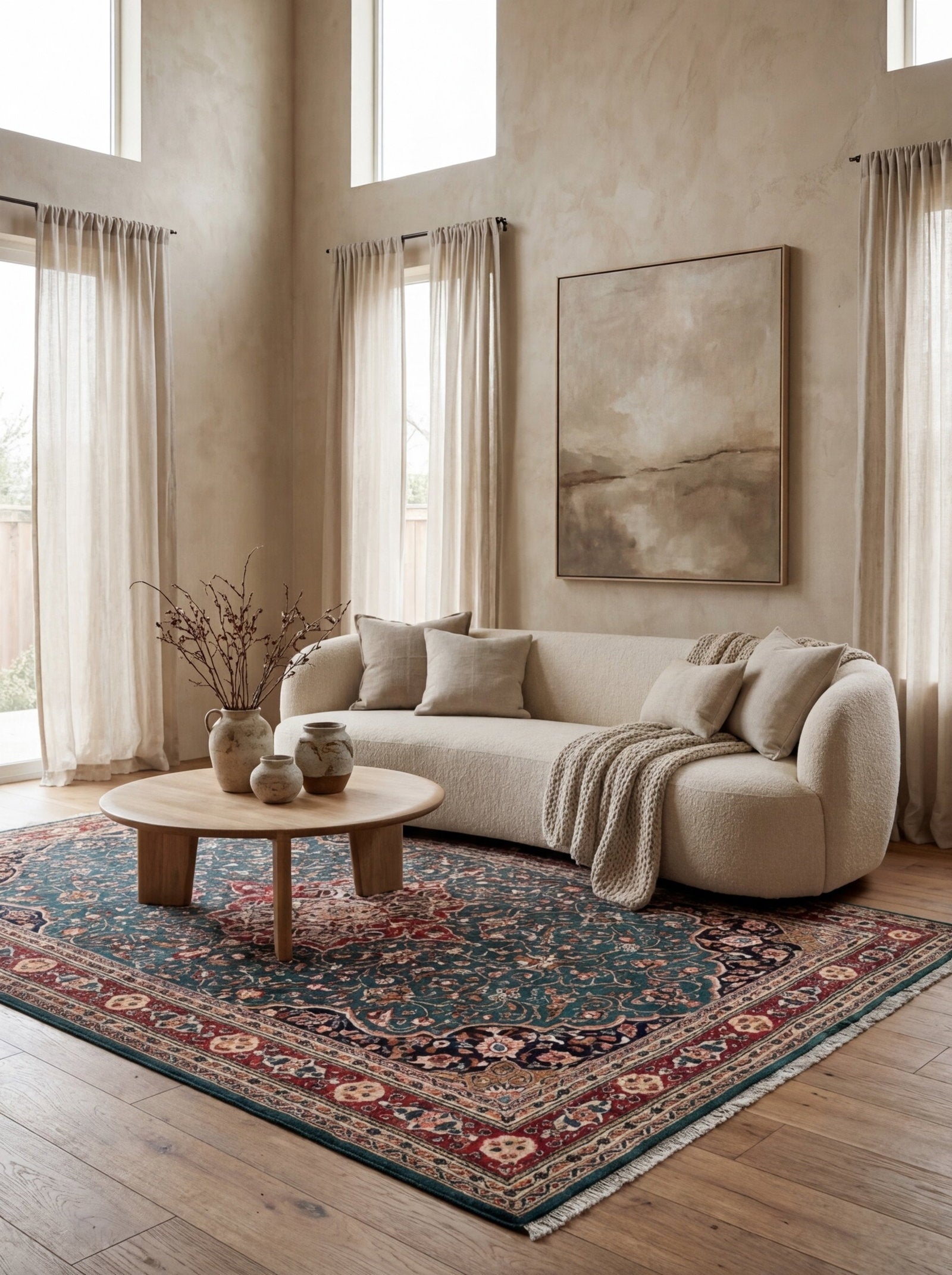 Sarough — Handgefertigt, 201x133 cm, Rot, 100% Virgin Wool | Detail view