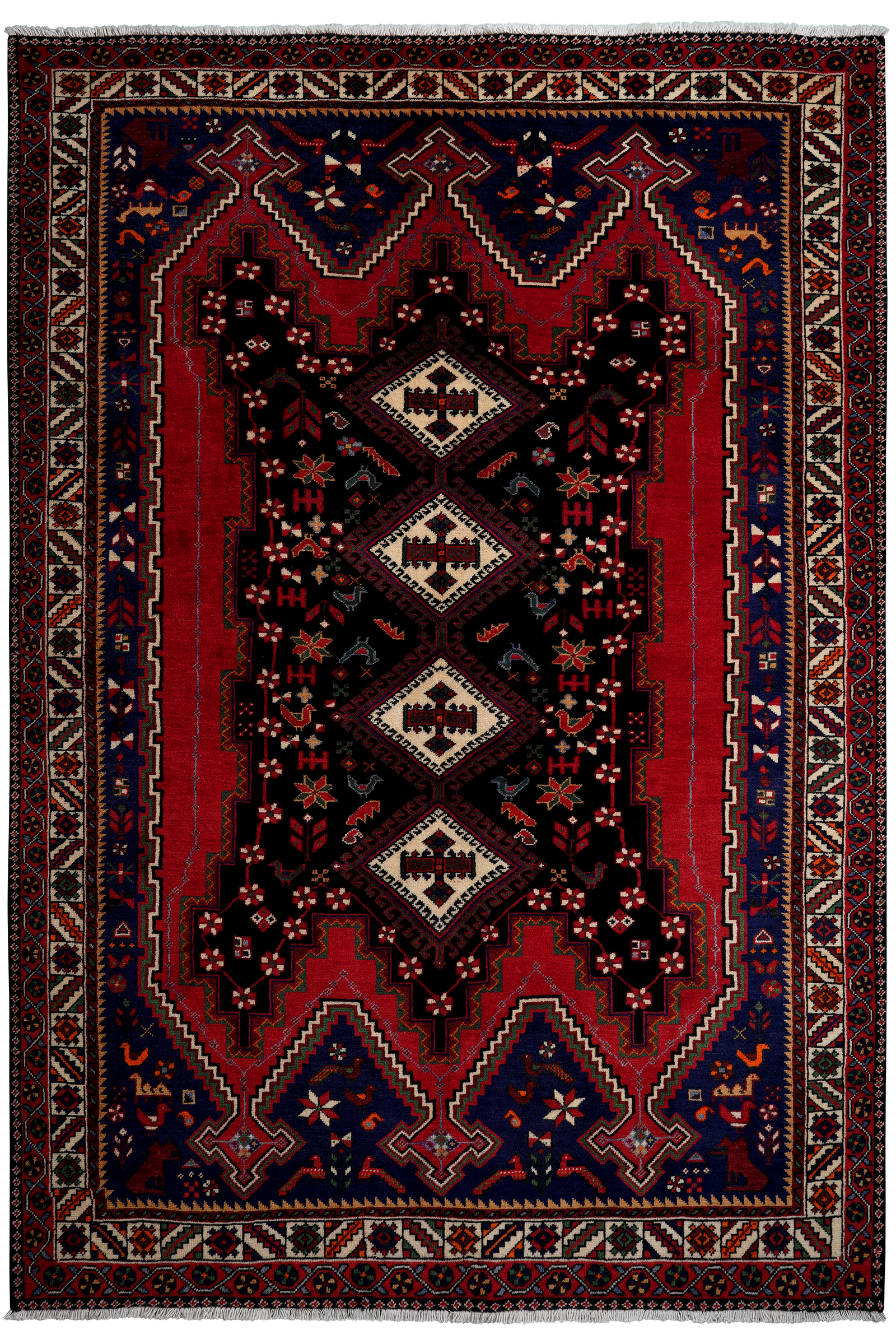 Afshar — Handgefertigt, 237x165 cm, Beige, 100% Virgin Wool | Main view