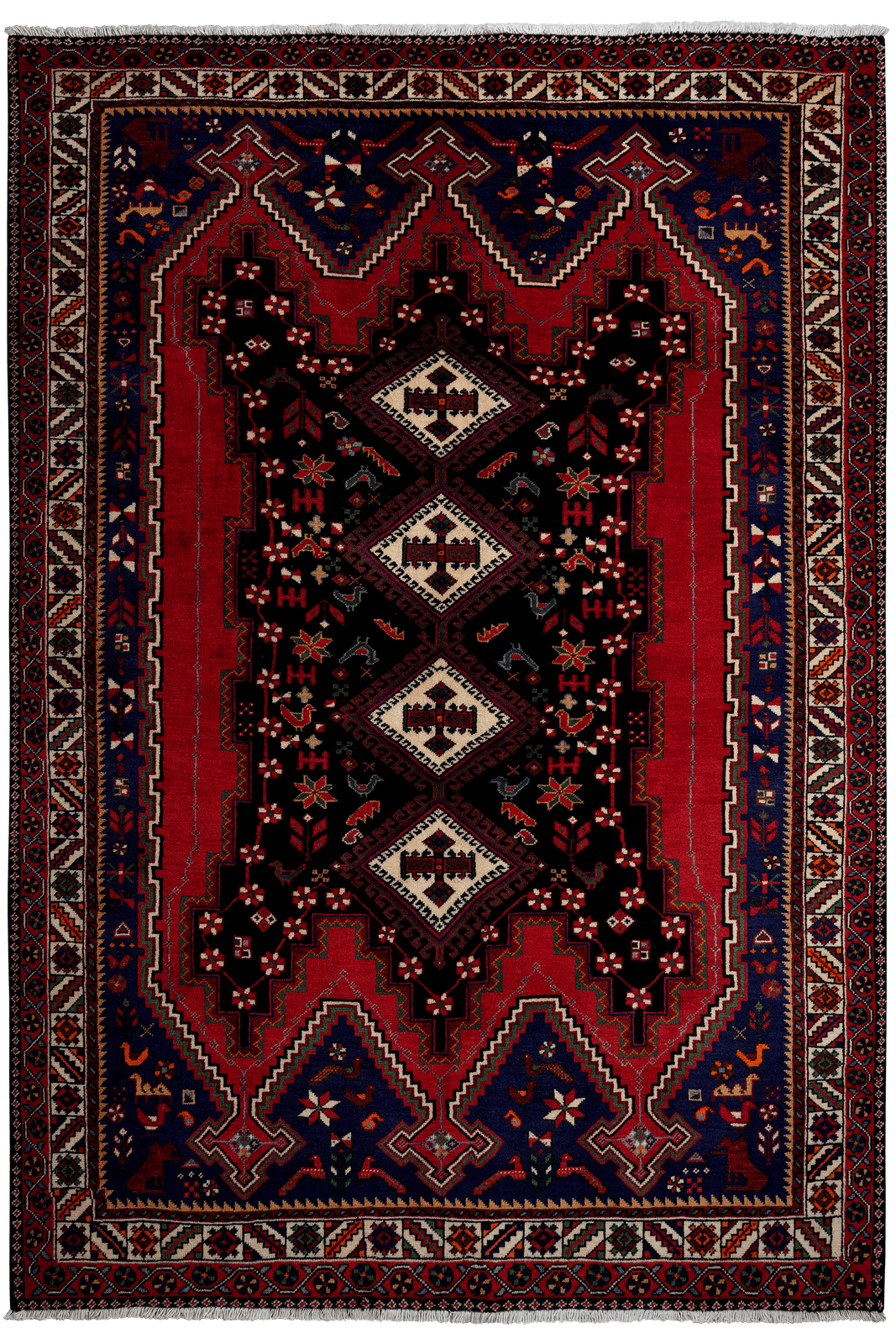 Afshar — Hand-knotted, 165x237 cm, Red, 100% Virgin Wool | Main view