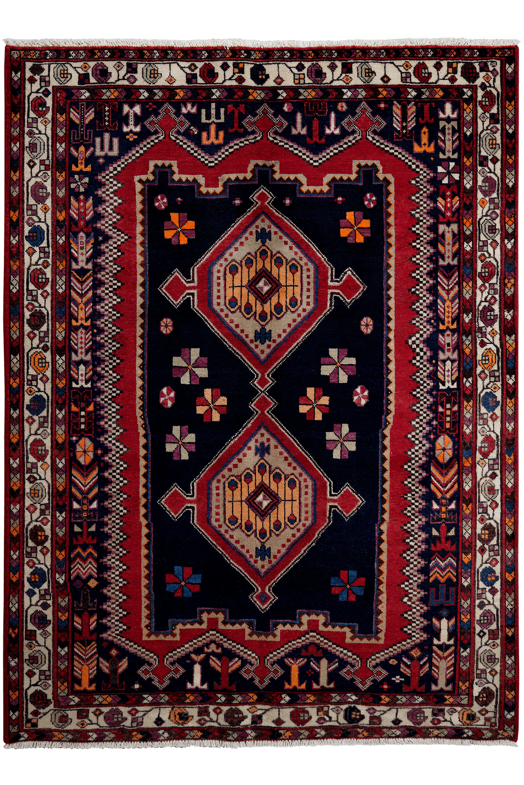 Afshar — Hand-knotted, 144x199 cm, Blue, 100% Virgin Wool | Main view