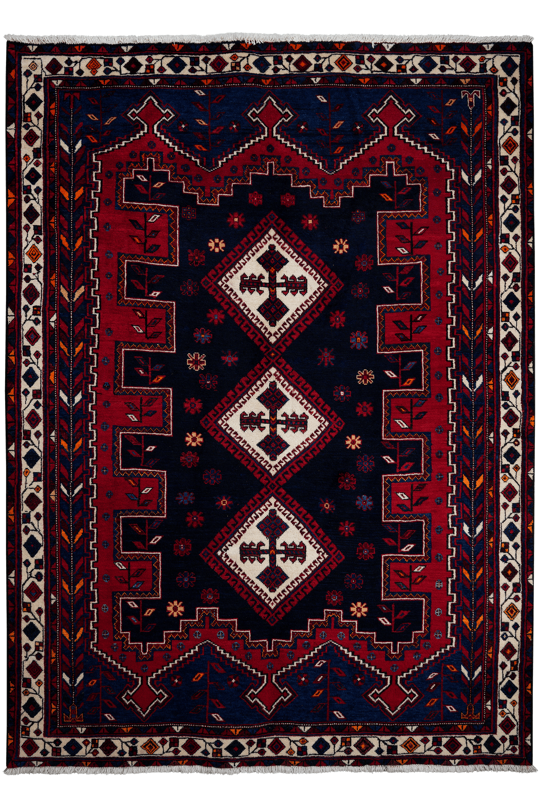 Afshar — Hand-knotted, 165x228 cm, Red, 100% Virgin Wool | Main view