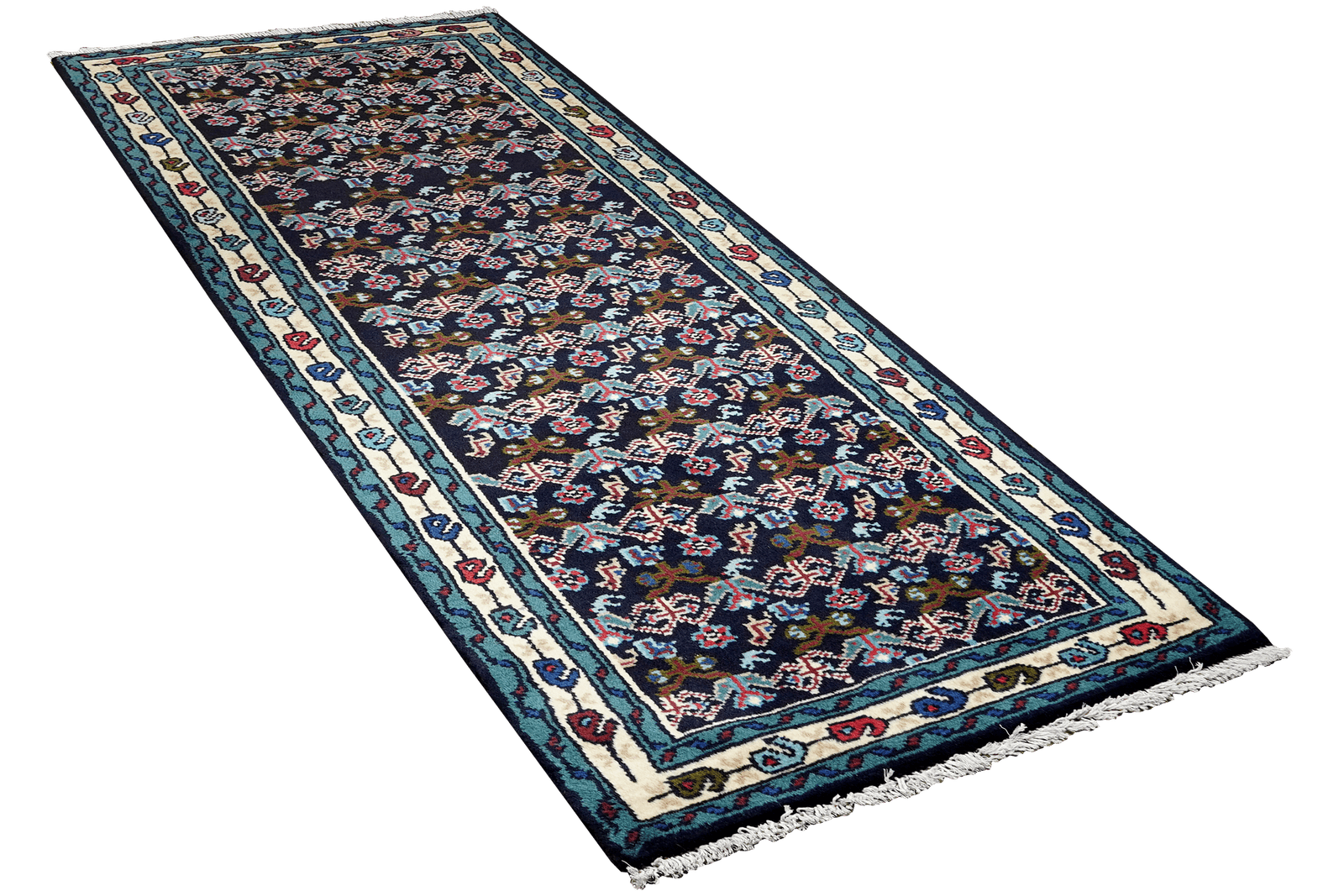 Hamadan — Hand-knotted, 68x190 cm, Blue, 100% Virgin Wool | View 4