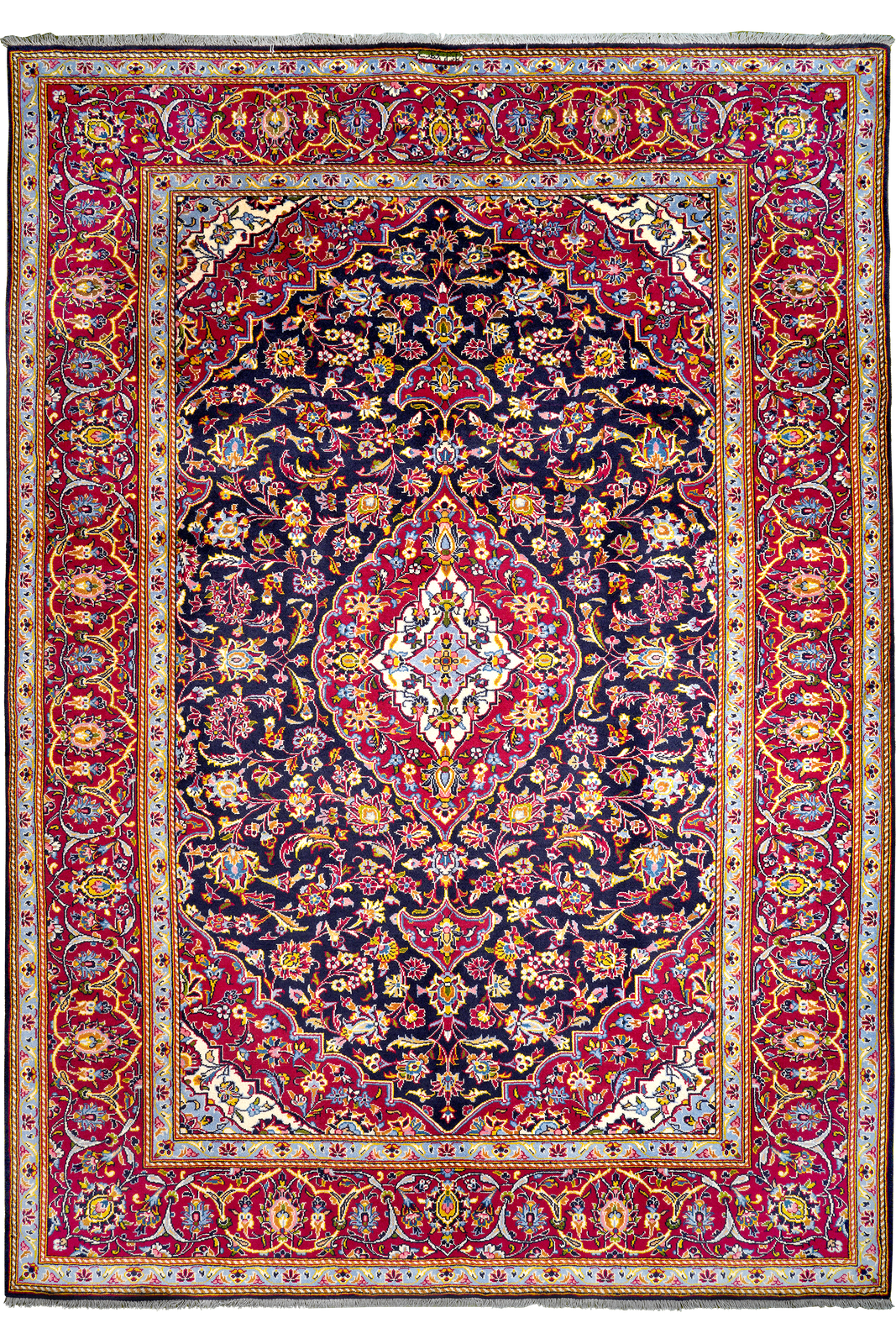 Kashan — Hand-knotted, 205x294 cm, Blue, 100% Virgin Wool | Main view
