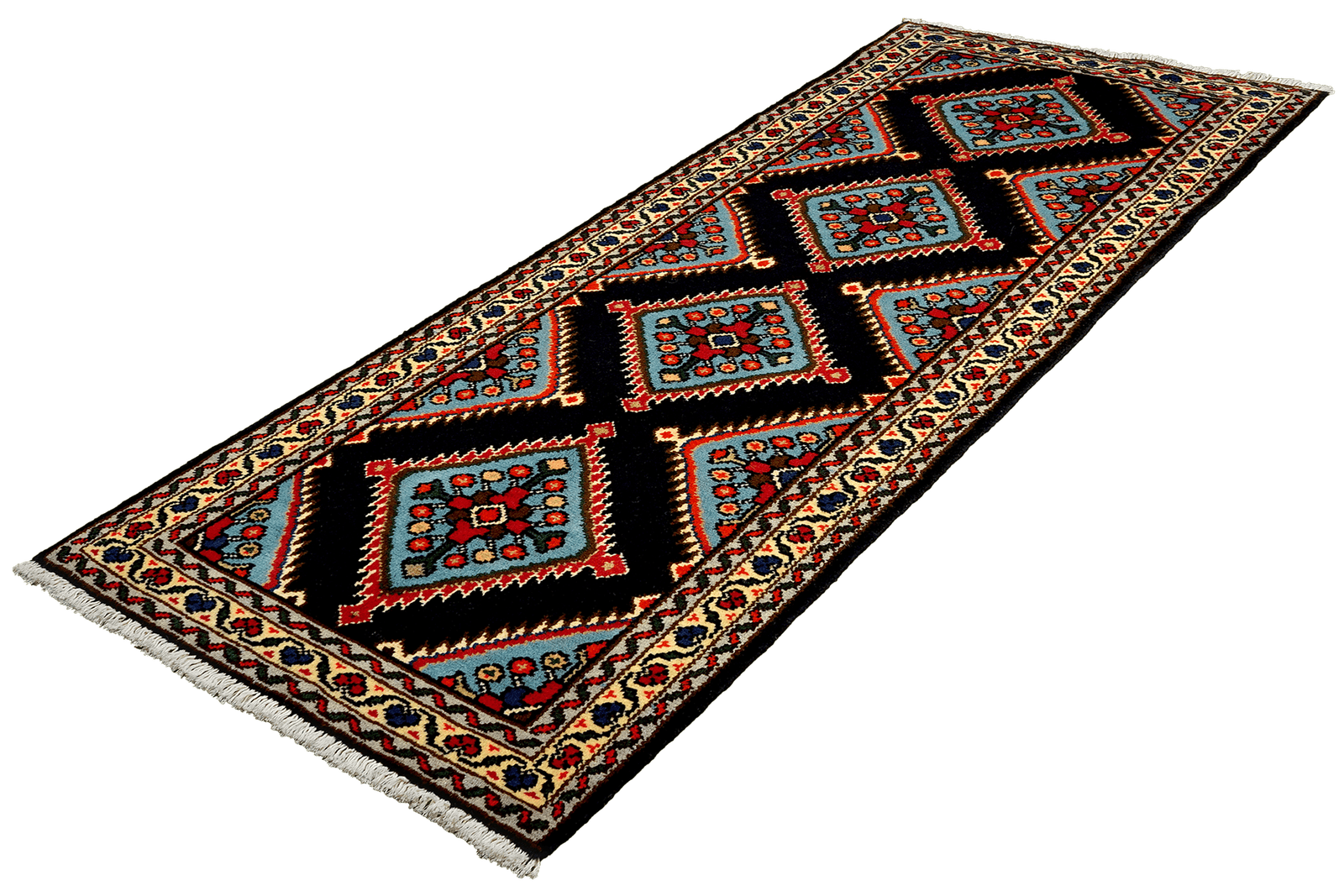 Hamadan — Hand-knotted, 69x192 cm, Blue, 100% Virgin Wool | View 5