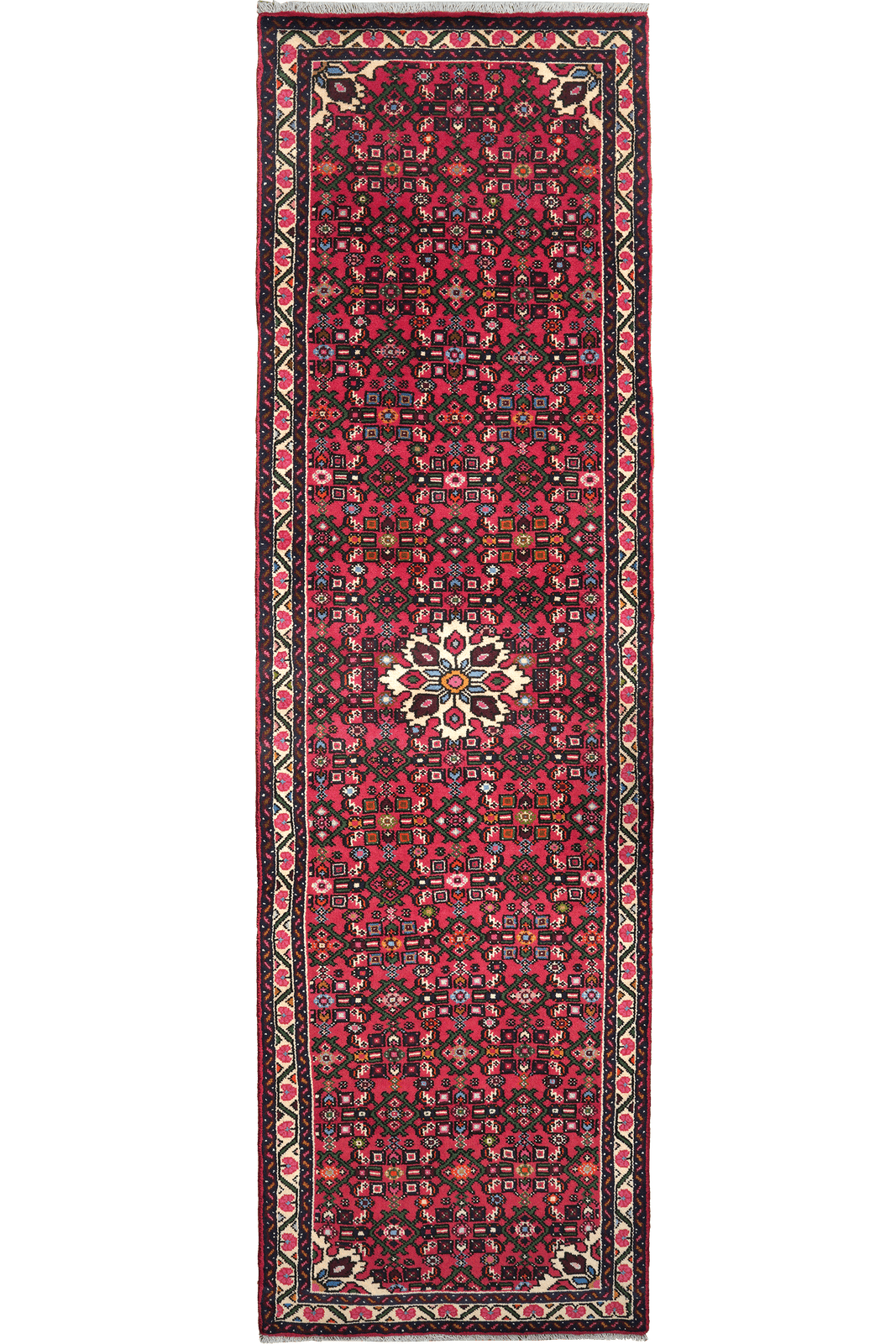 Hosseinabad — Hand-knotted, 82x293 cm, Red, 100% Virgin Wool | Main view