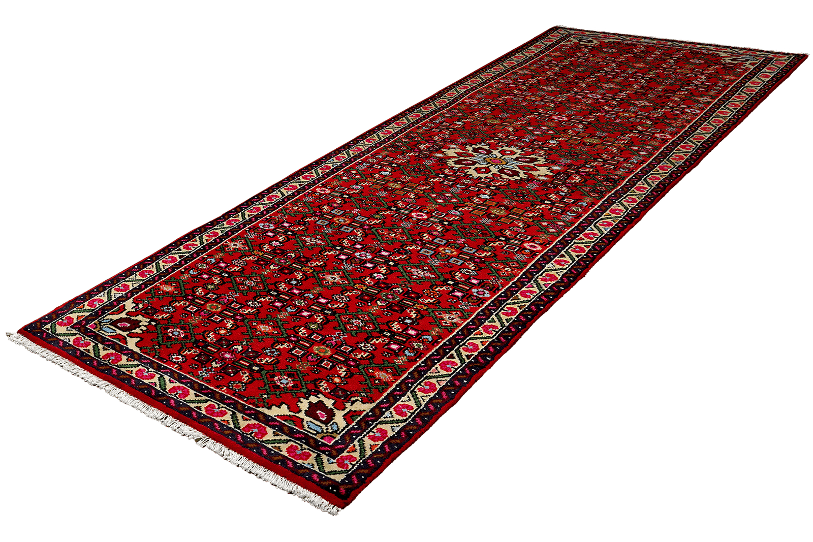 Hosseinabad — Hand-knotted, 82x293 cm, Red, 100% Virgin Wool | View 5