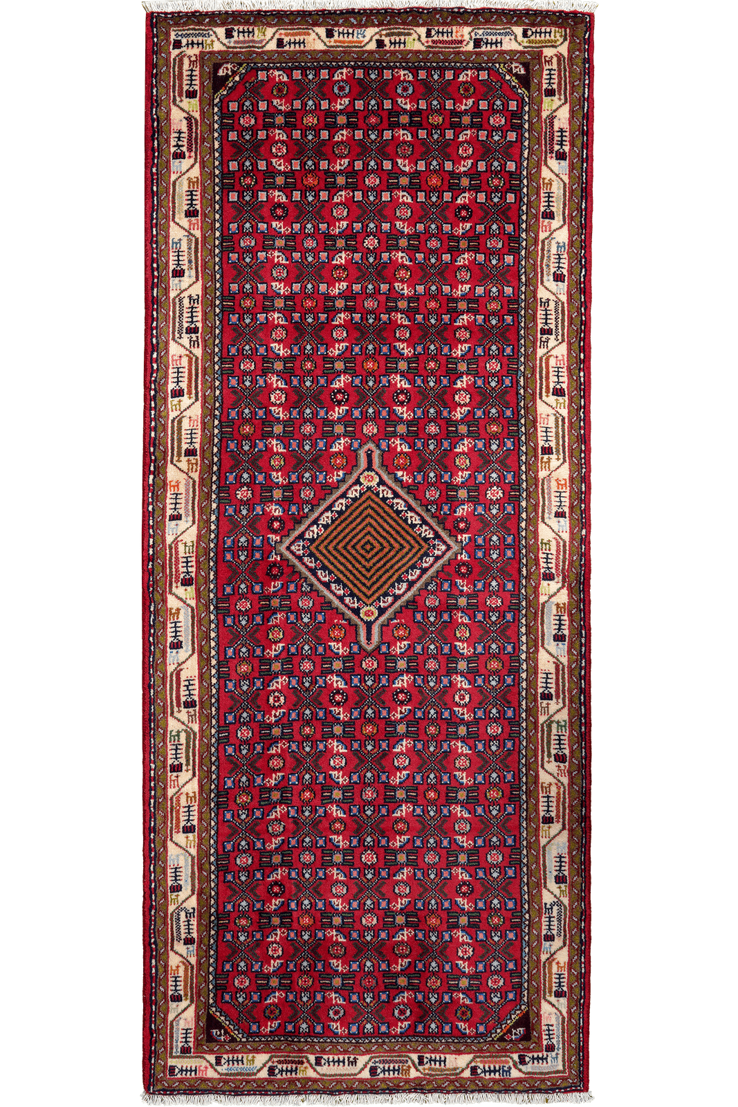 Assadabad — Hand-knotted, 84x205 cm, Red, 100% Virgin Wool | Main view