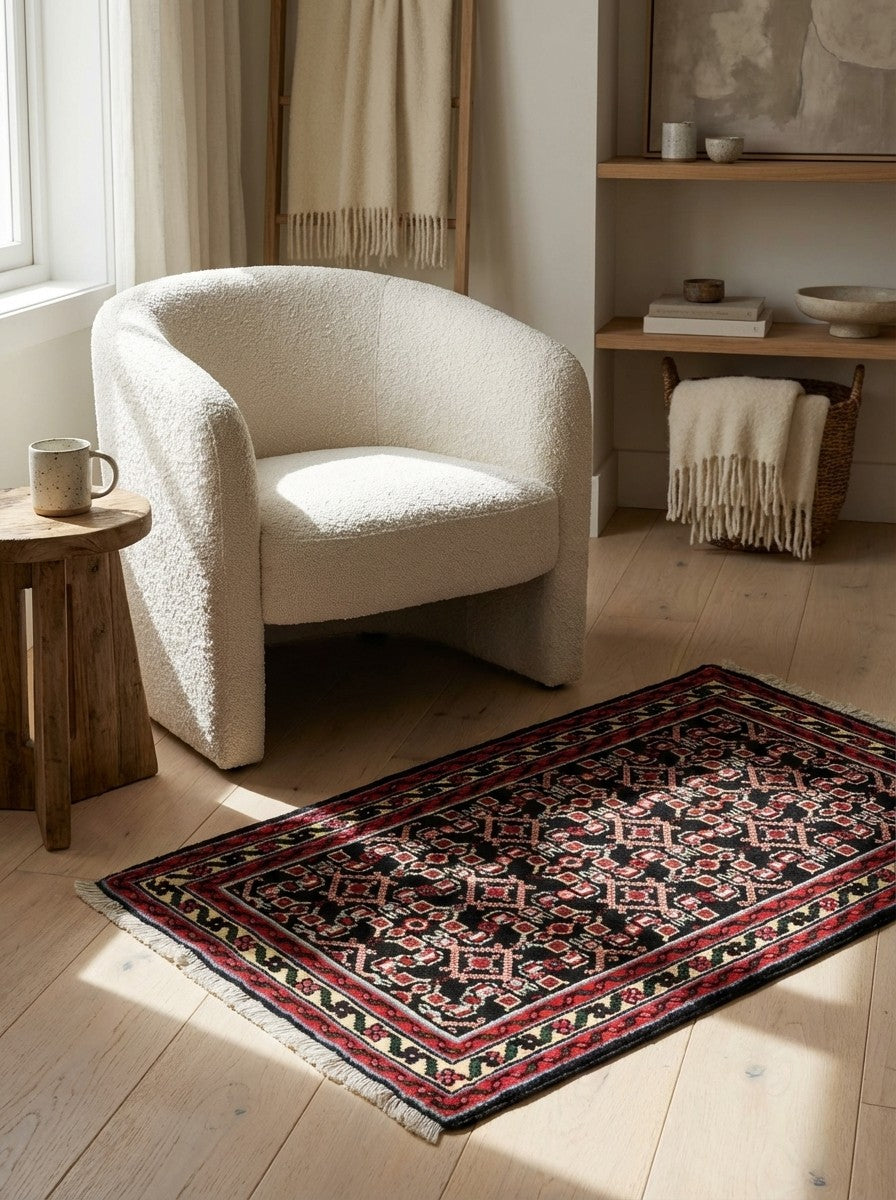 Hamadan — Hand-knotted, 61x94 cm, Blue, 100% Virgin Wool | Detail view