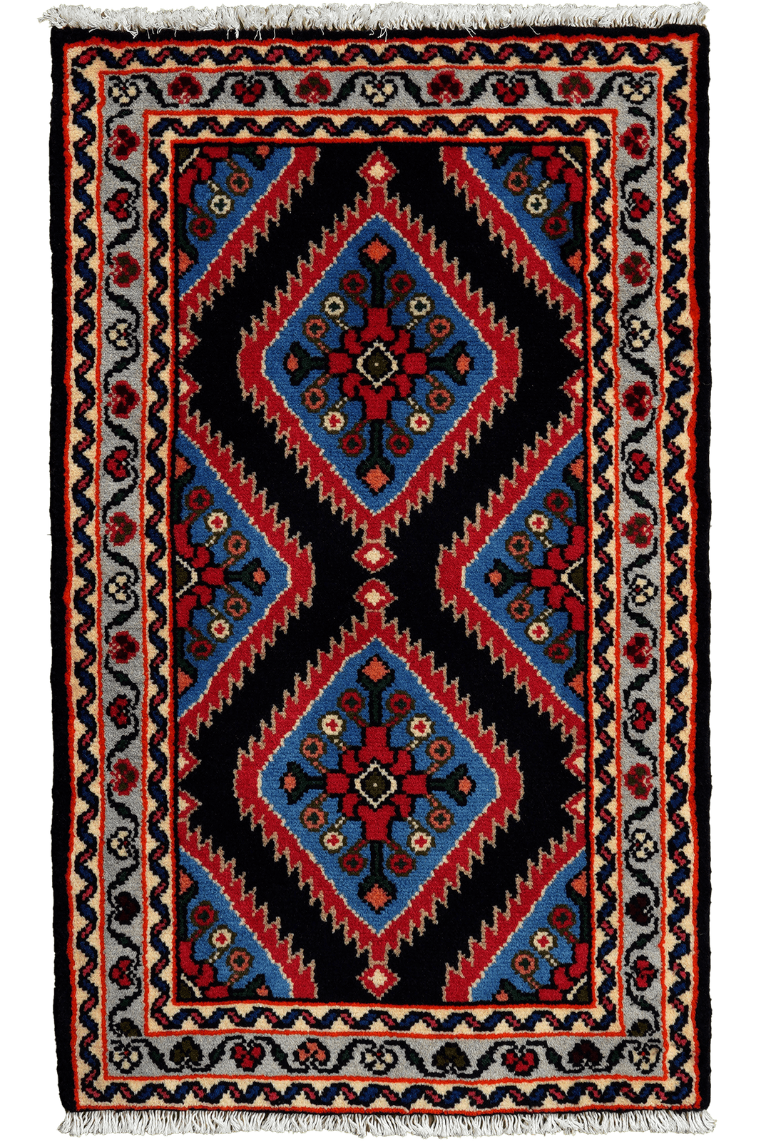 Hamadan — Hand-knotted, 60x99 cm, Blue, 100% Virgin Wool | Main view