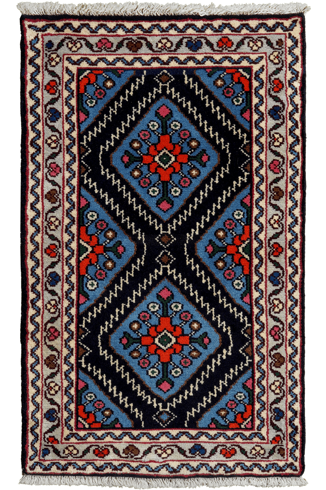 Hamadan — Hand-knotted, 57x94 cm, Blue, 100% Virgin Wool | Main view